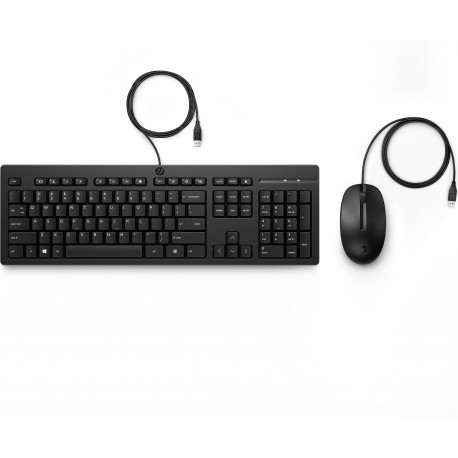 HP 225 Combo Rato e Teclado Com Fios, Tamanho Completo (100%), USB, Interruptor de Membrana, Preto - 0195161118906