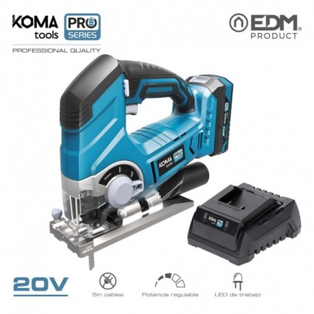 KOMA tools Kit Tico-tico 20 V com 1 Bateria 2.0 Ah e Carregador 08772 Pro Series Battery - 8425998087857