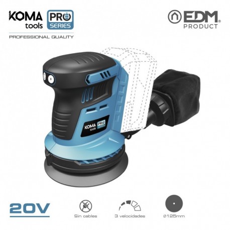 KOMA tools Lixadora Excêntrica 20 V sem Bateria e Carregador Pro Series Battery - 8425998087802