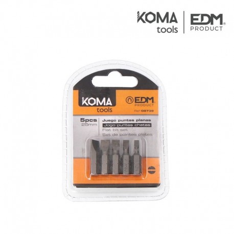 KOMA tools Jogo de 5 Pontas, Ponteiras Planas x 25 mm - 8425998087390
