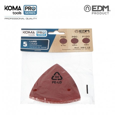 KOMA tools Pack 5 Lixas Grão 60 / 80 / 120 para 08765 Pro Series - 8425998087192