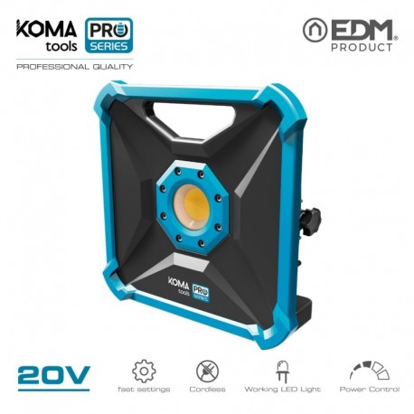 KOMA tools Foco Projetor LED 20 W 1800 lumens 20 V sem Bateria e Carregador Pro Series Battery - 8425998087550
