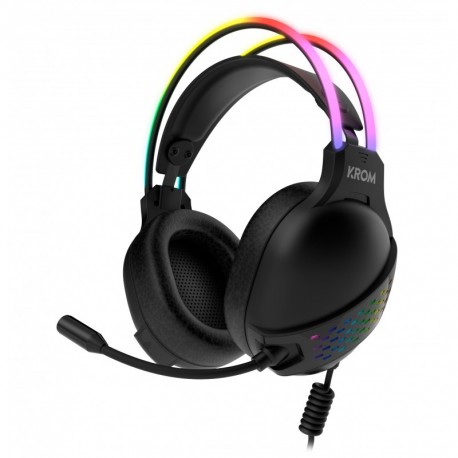 Krom Klaim Stereo RGB Gaming Headset, Com Fios, Jogos, 2,1 m, Preto - 8436587971990