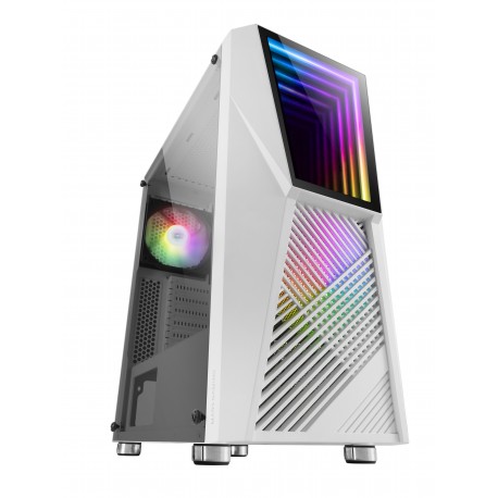 MARS GAMING MC777W ATX CASE. 2X 120MM ARGB FAN. T. GLASS. INFINITY MIRROR. WHITE - 8437023094488
