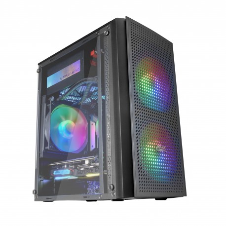 MARS GAMING MC300 MICRO-ATX CASE. 3X 120MM FRGB FAN. WINDOW. FRONT MESH. BLACK - 4711099471652