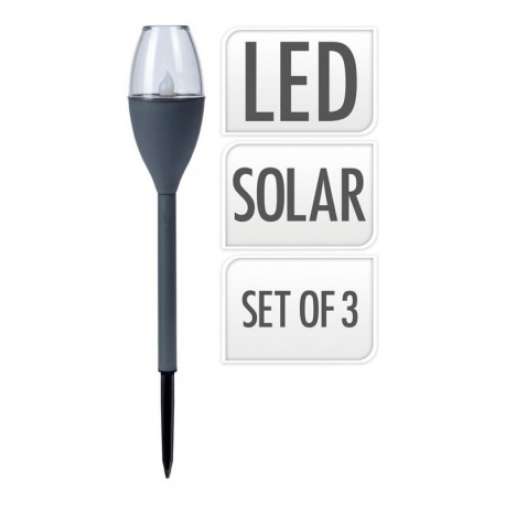 PROGARDEN Kit 3 Candeeiro(s) Solar(es) 21x8x31 cm, Cinzento - 8719202891829