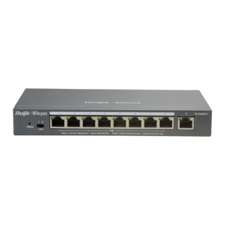 Reyee RG-ES209GC-P Reyee Switch PoE Cloud Gerenciavel L2 8 portas PoE 802.3af/at + 1 Uplink RJ45 - 6971693270404