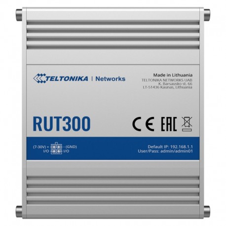 Teltonika TK-RUT300 Teltonika Router Industrial 5 puertos Ethernet RJ45 Fast Ethernet - 4779027312903