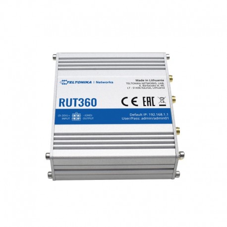 Teltonika TK-RUT360 Teltonika Router 4G Industrial 2 puertos Ethernet RJ45 Fast Ethernet - 4779027312804