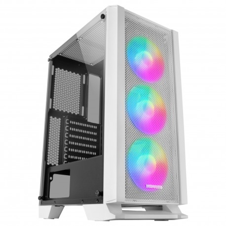 Caixa MARS GAMING MCC ATX CASE. 3X 12CM FRGB FAN. GLASS. FRONT MESH. WHITE - 8435693102403