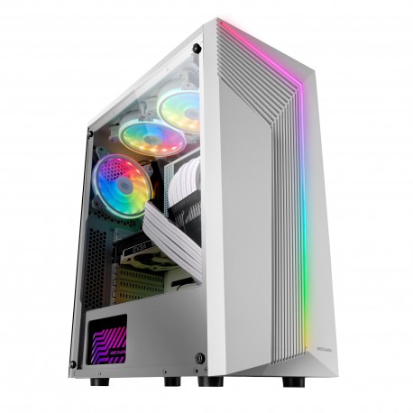 Caixa MARS GAMING MC-X7 ATX CASE. ARGB FRONT. 12CM ARGB FAN. WINDOW. USB3.0. WHITE - 8435693101970
