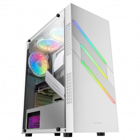 Caixa MARS GAMING MC-U3 ATX CASE. ARGB FRONT. 12CM ARGB FAN. GLASS. ARGB CABLE. WHITE - 8435693101925
