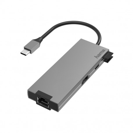 Hub HAMA USB-C Multiport. 5 Ports X 2 USB-A . HDMI+LAN/Ethernet. Aluminio - 200109 - 4047443436818
