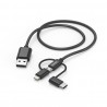 Cabo HAMA 3in1 Micri USB +USB-C +LTG. 1.5m.preto - 4047443486141