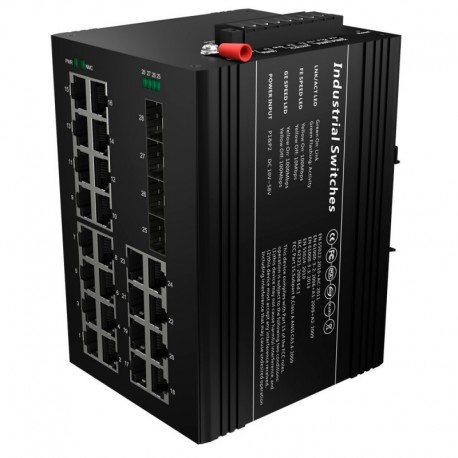 Oem SW2624HIPOE-MGF-360-DIN Switch PoE Marca Branca - Montagem em carril DIN 24 portas Gigabit + 4 SFP Gigabit - 8435325468853