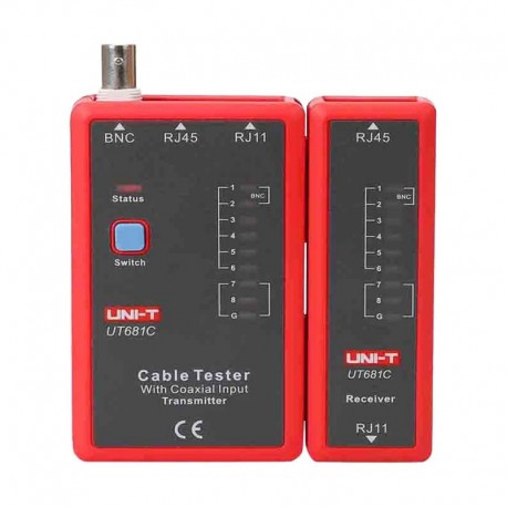 Uni-trend UT681C Tester de cabos Verificaçao do estado dos cabos RJ45/RJ11/BNC - 6935750568118