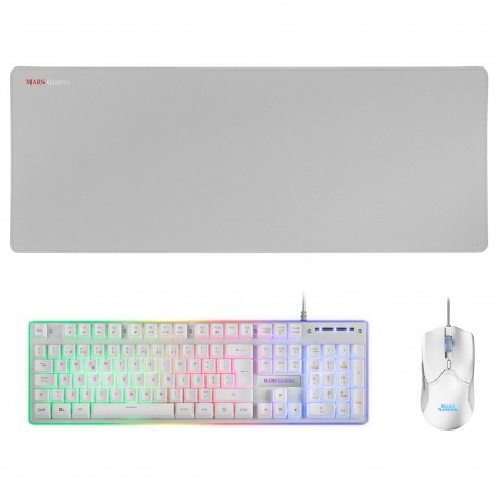 Teclado MARS GAMING MCPX GAMING 3IN1 RGB. KEYBOARD. MOUSE. XL MOUSEPAD. WHITE. PORTUGUESE - 4710562759044
