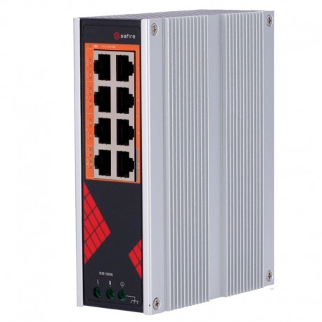 Safire SF-SWI08HIPOE-G-AC-130-DIN Switch Safire de Alimentaçao AC industrial 90~264V 8 porta Gigabit 10/100/1000Mbps - 8435325476414