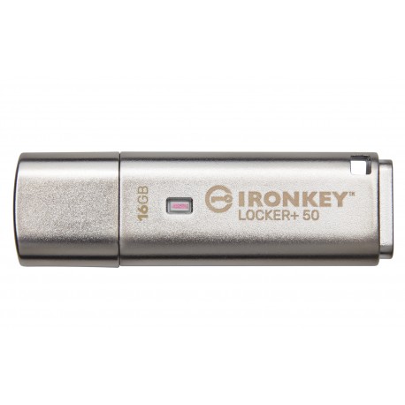 Pen Drive Kingston 16GB IronKey Locker Plus 50 AES Encrypted. USBtoCloud. Type A. USB3.2 - 0740617329308